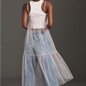 Anthropologie Sheer Dot Tulle Slip Dress XS